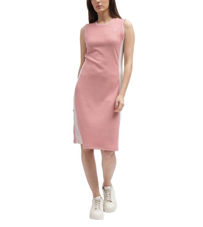 iconic pink cut & sew bodycon striped slim fit dress