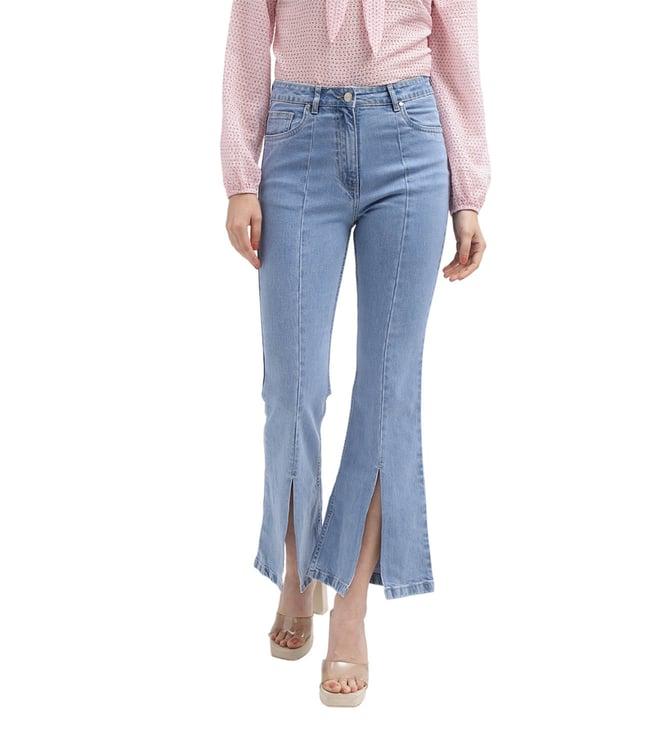 elle bootcut light blue mid rise jeans