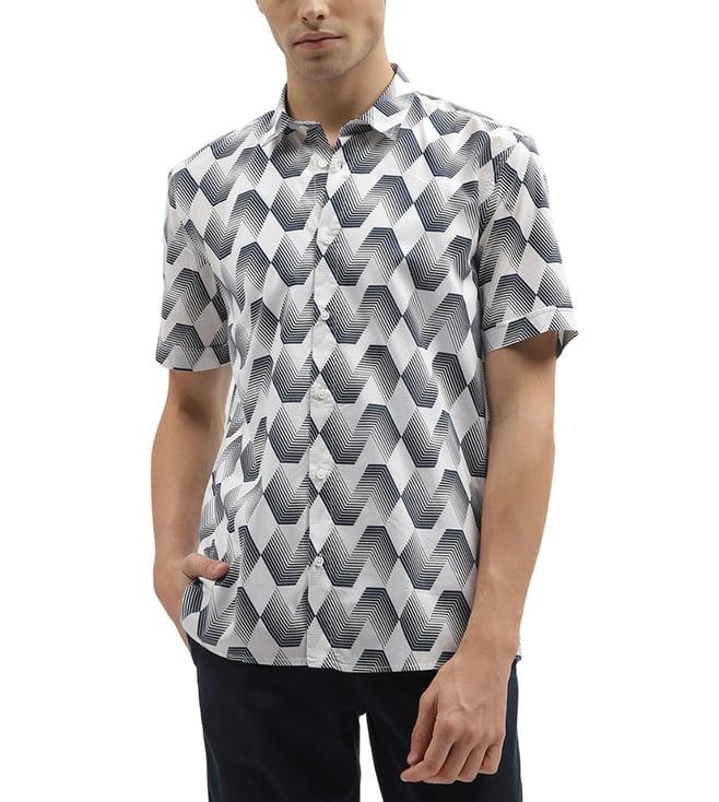 antony morato off white printed straight fit shirt