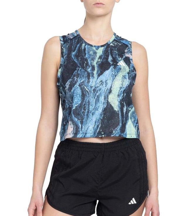 adidas blue printed regular fit tank top