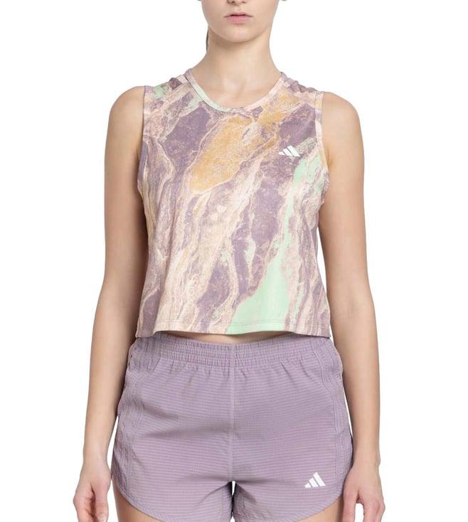 adidas beige printed regular fit tank top