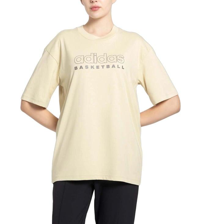 adidas beige logo regular fit t-shirt