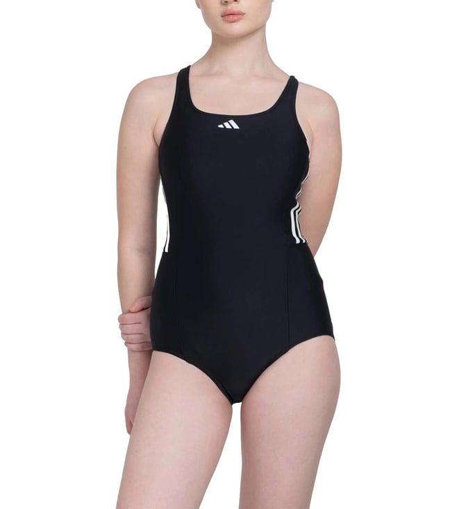 adidas black stripes tight fit swimsuits