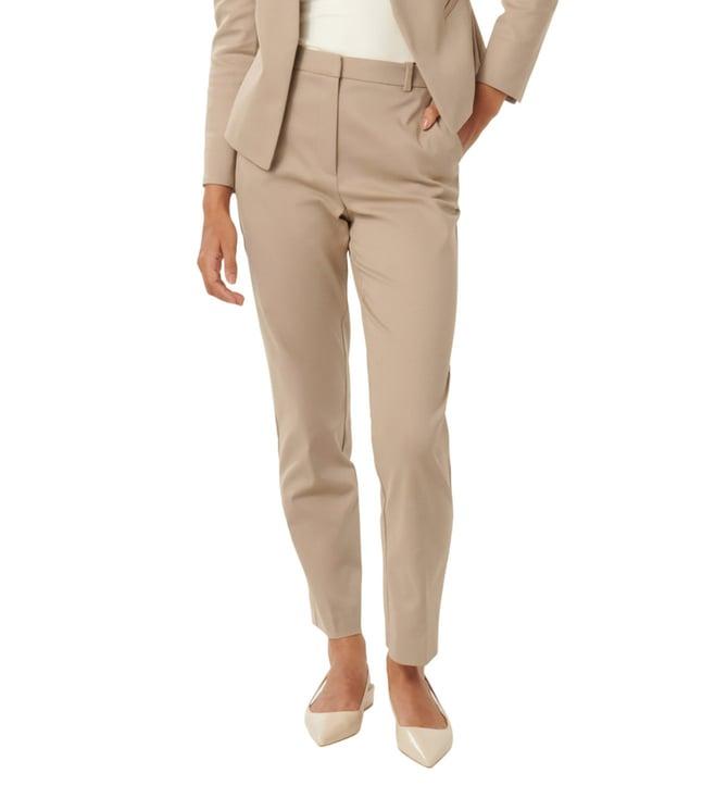 forever new taupe gwen relaxed fit tapered flat front trousers