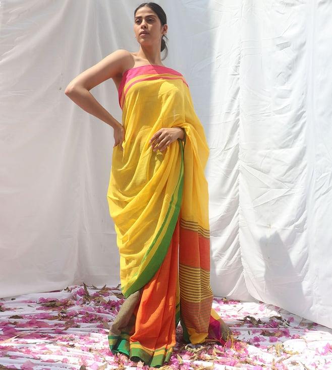 chidiyaa subarnalata handwoven cotton saree - lidd