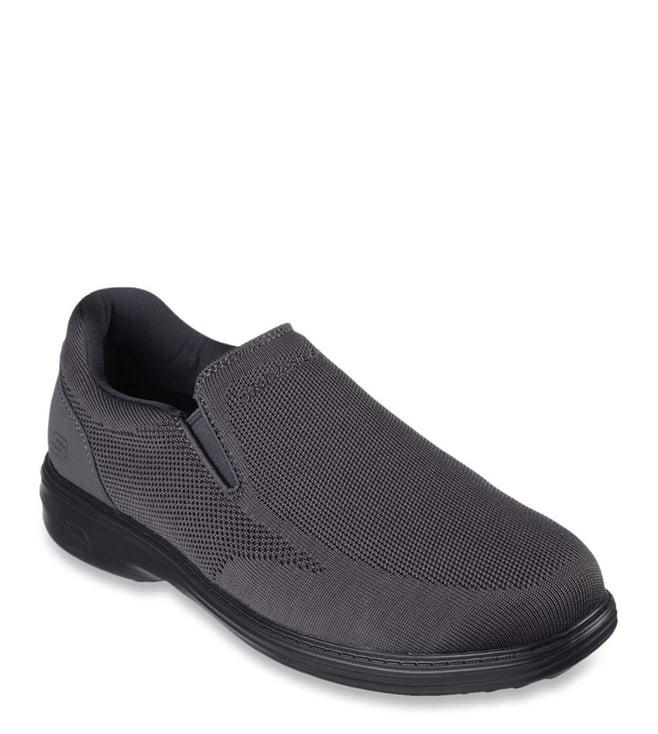 skechers men's arch fit ogden charcoal slip on sneakers