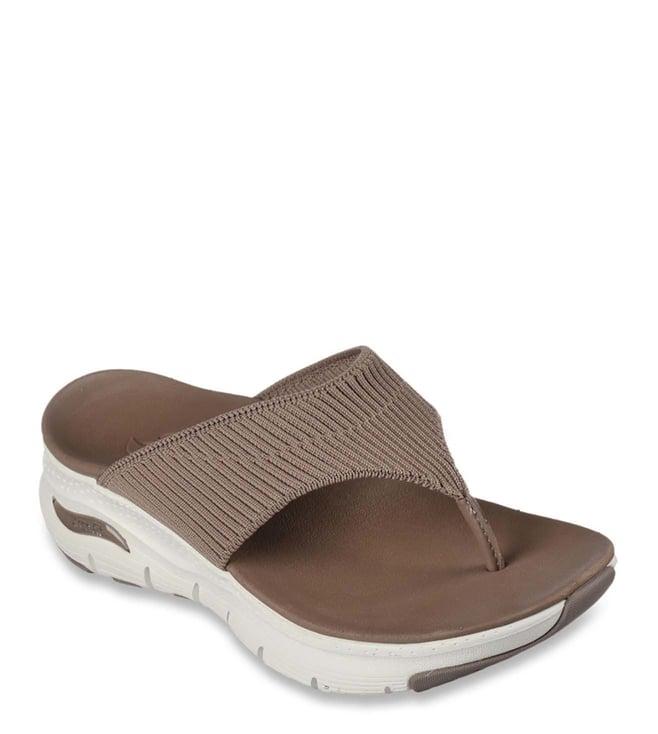 skechers women's arch fit - easy day mocha casual flip flops