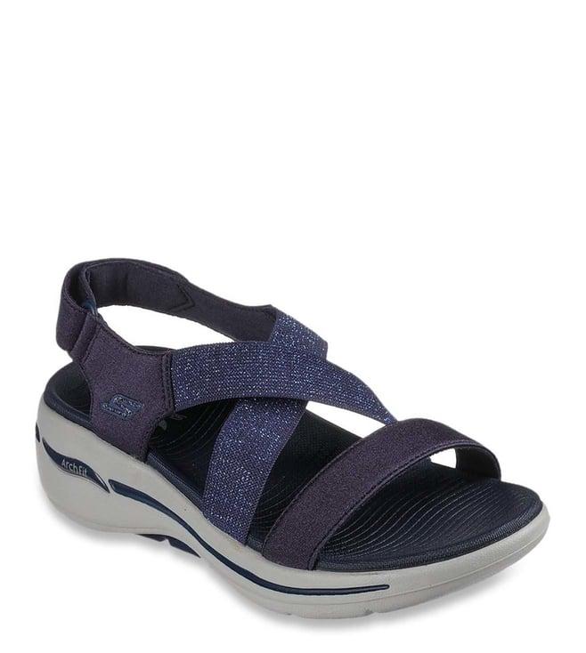 skechers women's go walk arch fit sandal - ast navy casual sandals