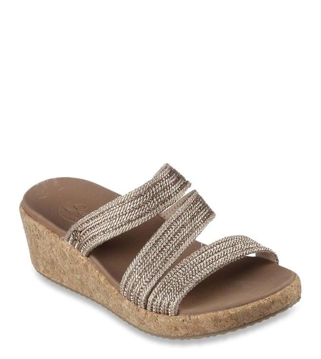 skechers women's arch fit beverlee-always clas rose gold casual sandals