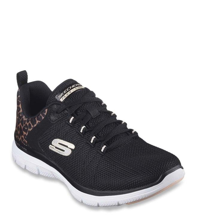 skechers women's flex appeal 4.0-wild ballad black leopard sneakers