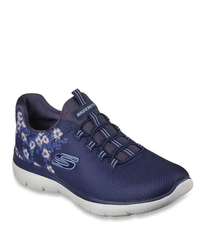 skechers women's summits-perfect blossom navy sneakers