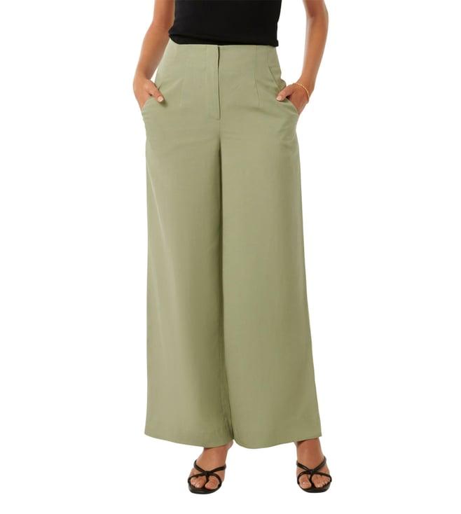 forever new soft green mona relaxed fit wide leg pleated trousers