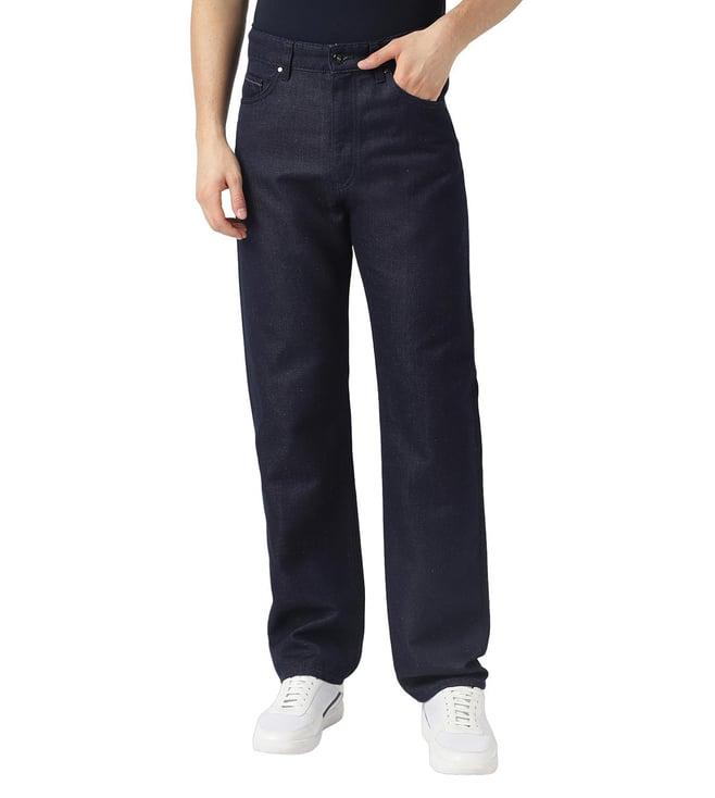 boss slim dark blue rinse washed mid rise jeans