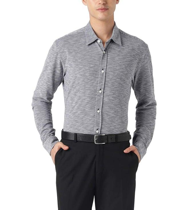 boss navy regular fit shirt