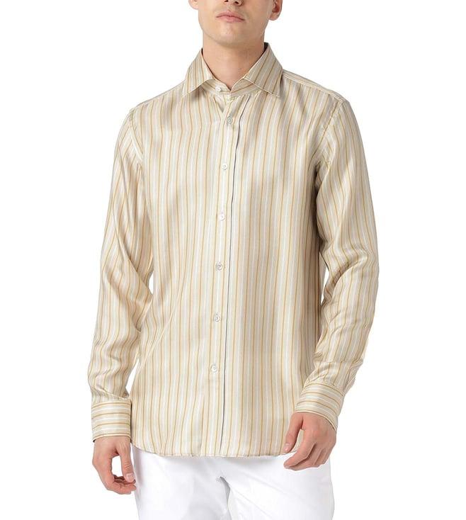 boss light beige stripes regular fit shirt