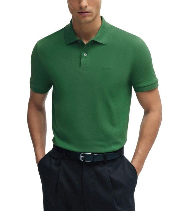 boss open green regular fit polo t-shirt