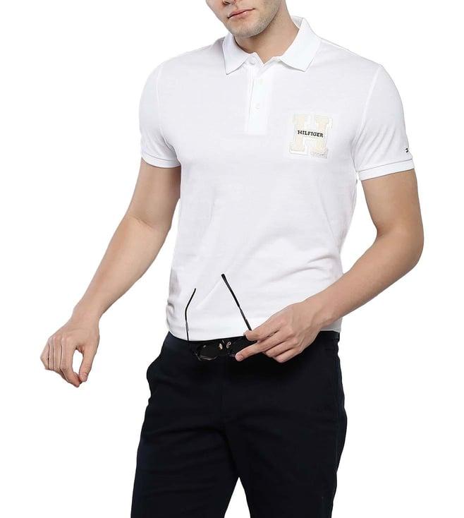 tommy hilfiger white logo regular fit polo t-shirt