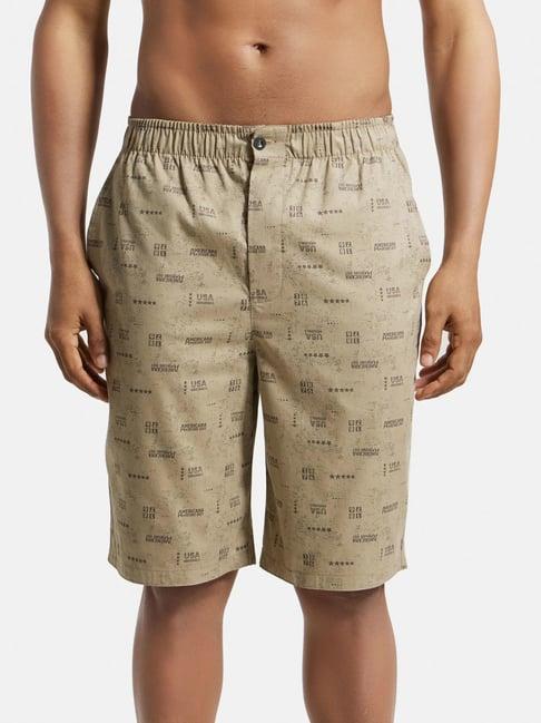 jockey us88 brown super combed mercerised cotton bermuda shorts with side pocket (prints may vary)