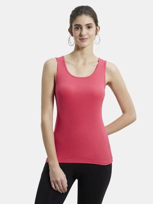 jockey pink round neck tank top