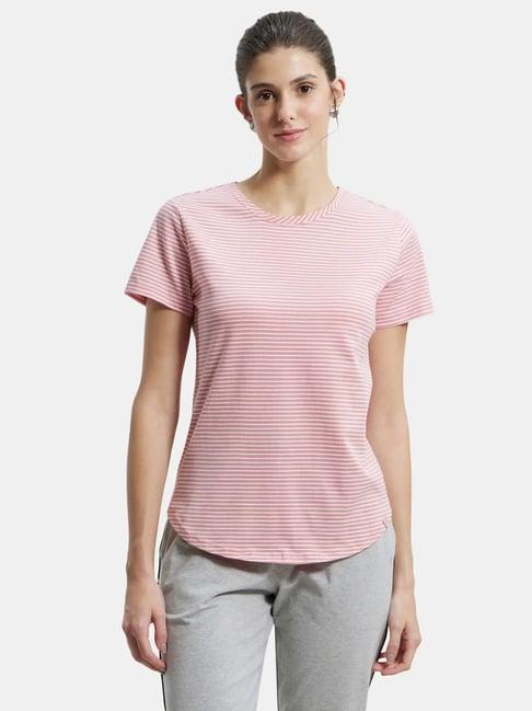 jockey pink cotton striped t-shirt