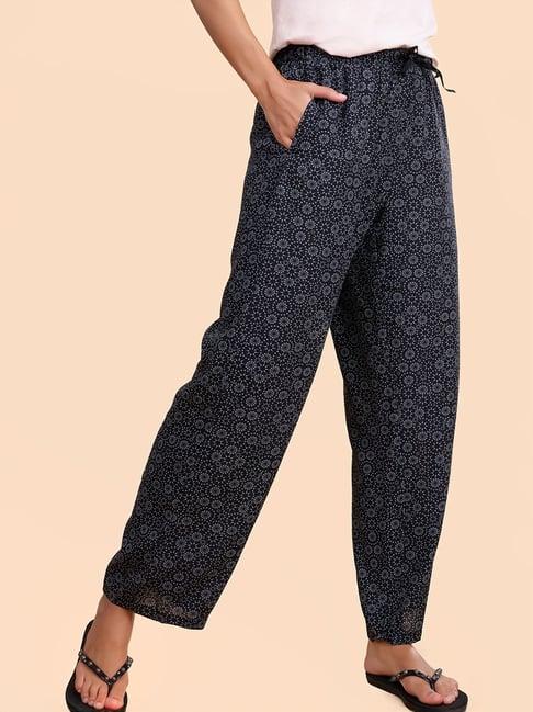 enamor black printed lounge pants