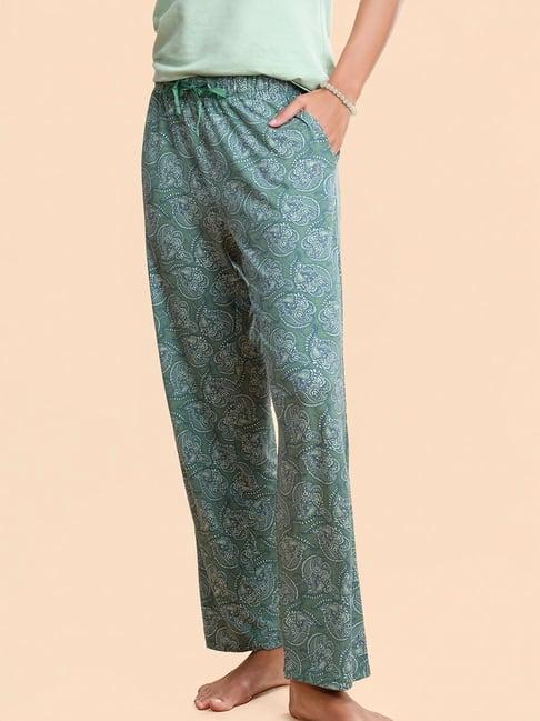 enamor green printed lounge pants