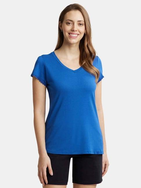 jockey rx12 women's micro modal cotton relaxed fit solid v neck half sleeve t-shirt