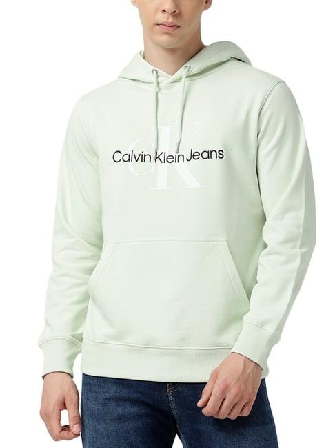 calvin klein canary green logo regular fit hoodies