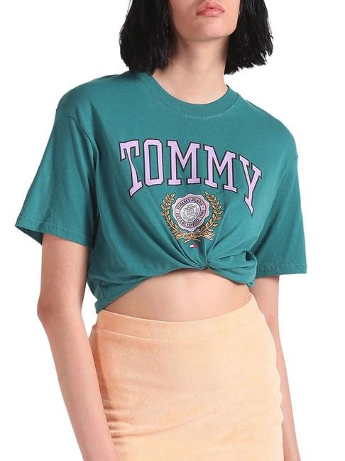 tommy hilfiger timeless teal logo relaxed fit t-shirt