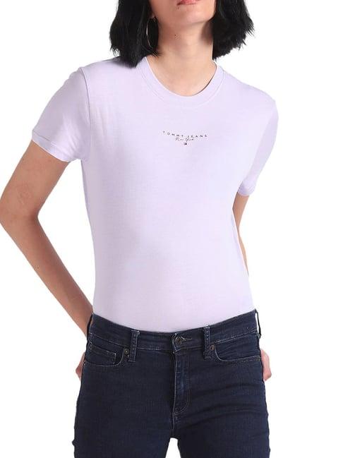 tommy hilfiger lavender flower logo regular fit t-shirt