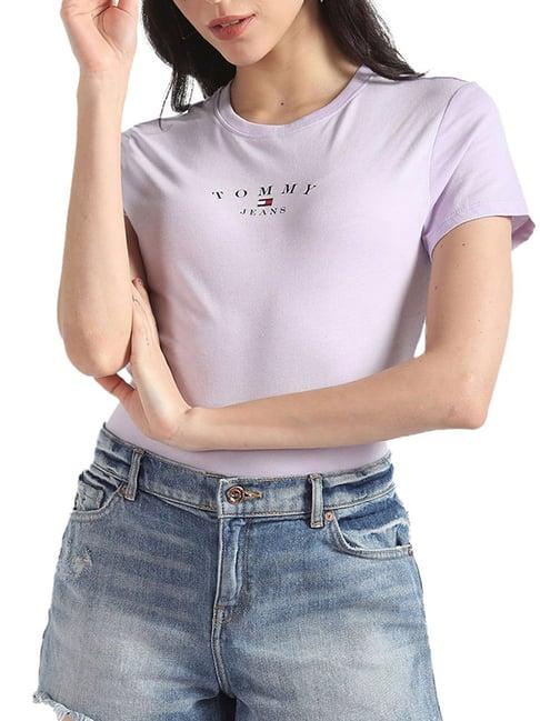 tommy hilfiger lavender flower logo slim fit t-shirt