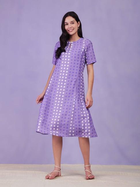 pink fort purple polka dots peplum dress