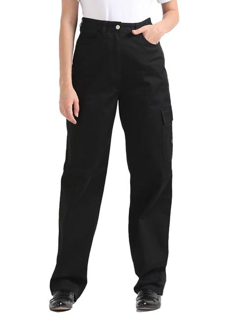 calvin klein jeans black regular fit trousers