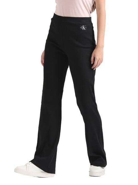 calvin klein jeans black logo straight fit trousers