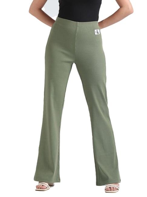 calvin klein jeans dusty olive logo straight fit trousers