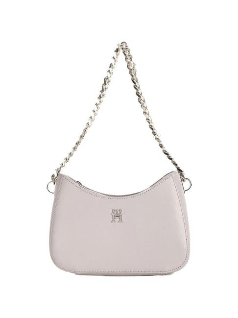 tommy hilfiger smooth taupe medium shoulder bag