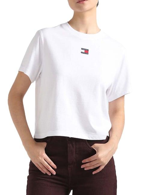 tommy hilfiger white solid regular fit t-shirt