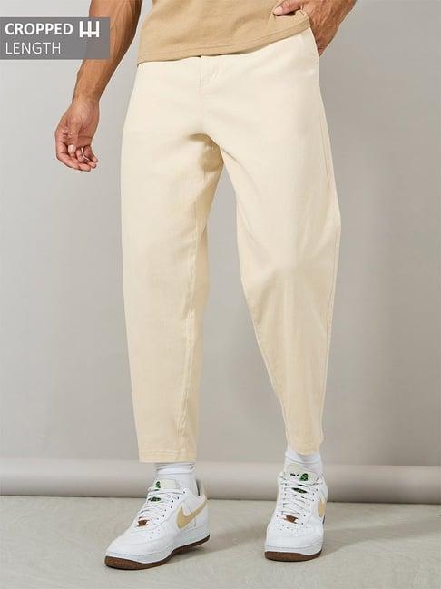 styli cream loose fit chino trousers