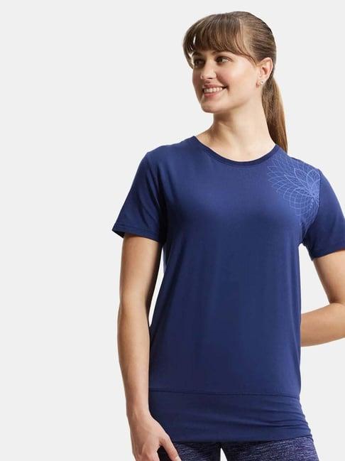 jockey royal blue printed sports t-shirt