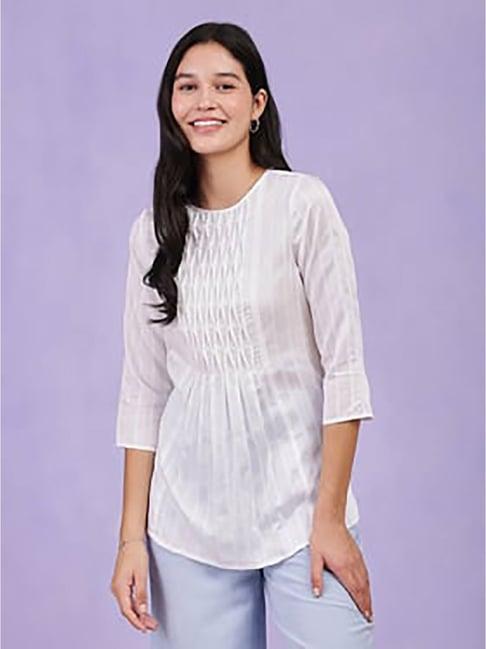 pink fort white relaxed fit top