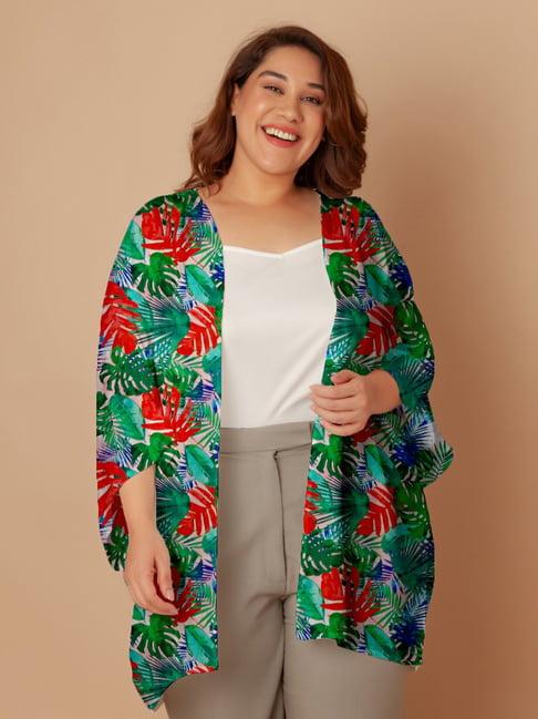 zink london green floral print shrug