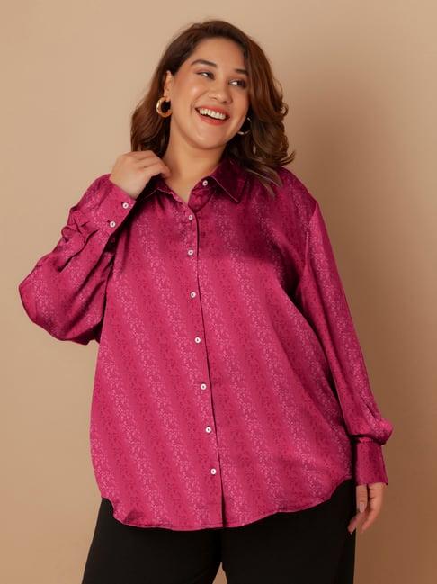 zink london fuchsia floral print shirt