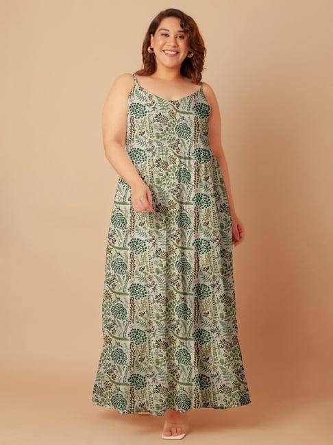 zink london light green floral print maxi dress