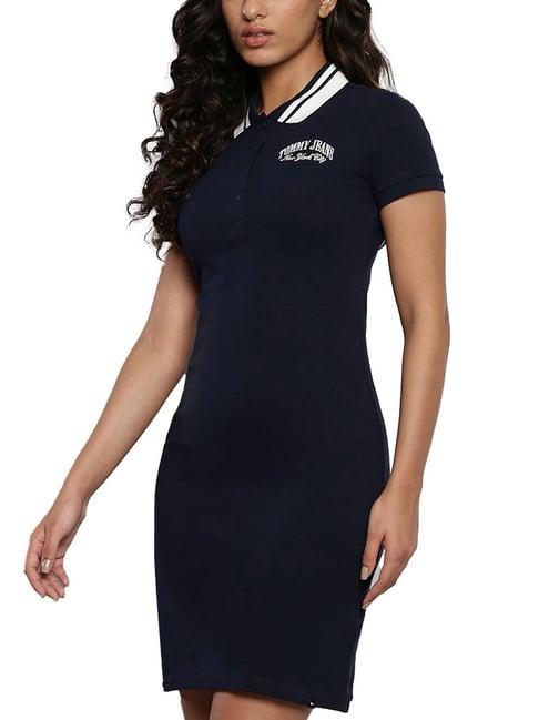 tommy hilfiger dark night navy logo curves dress