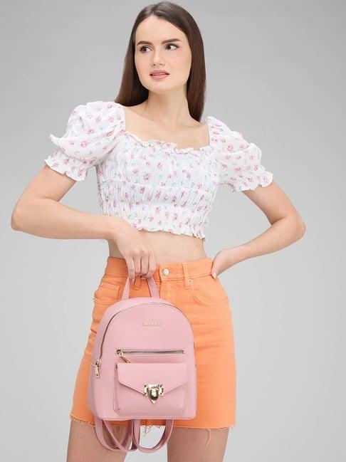 caprese rabina pink faux leather medium backpack