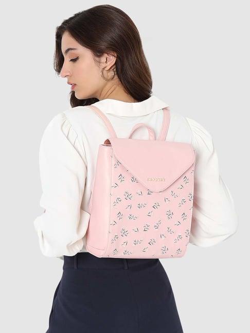 caprese merida pink faux leather large backpack