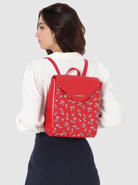 caprese merida red faux leather large backpack