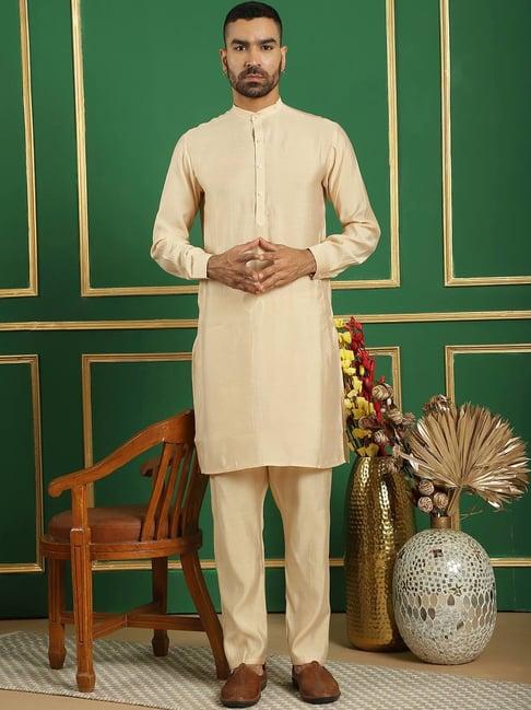 jompers beige regular fit kurta bottom set