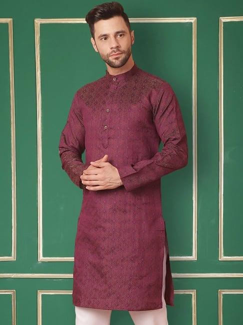 jompers purple regular fit texture kurta