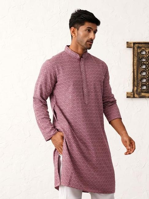 jompers magenta regular fit embroidered kurta